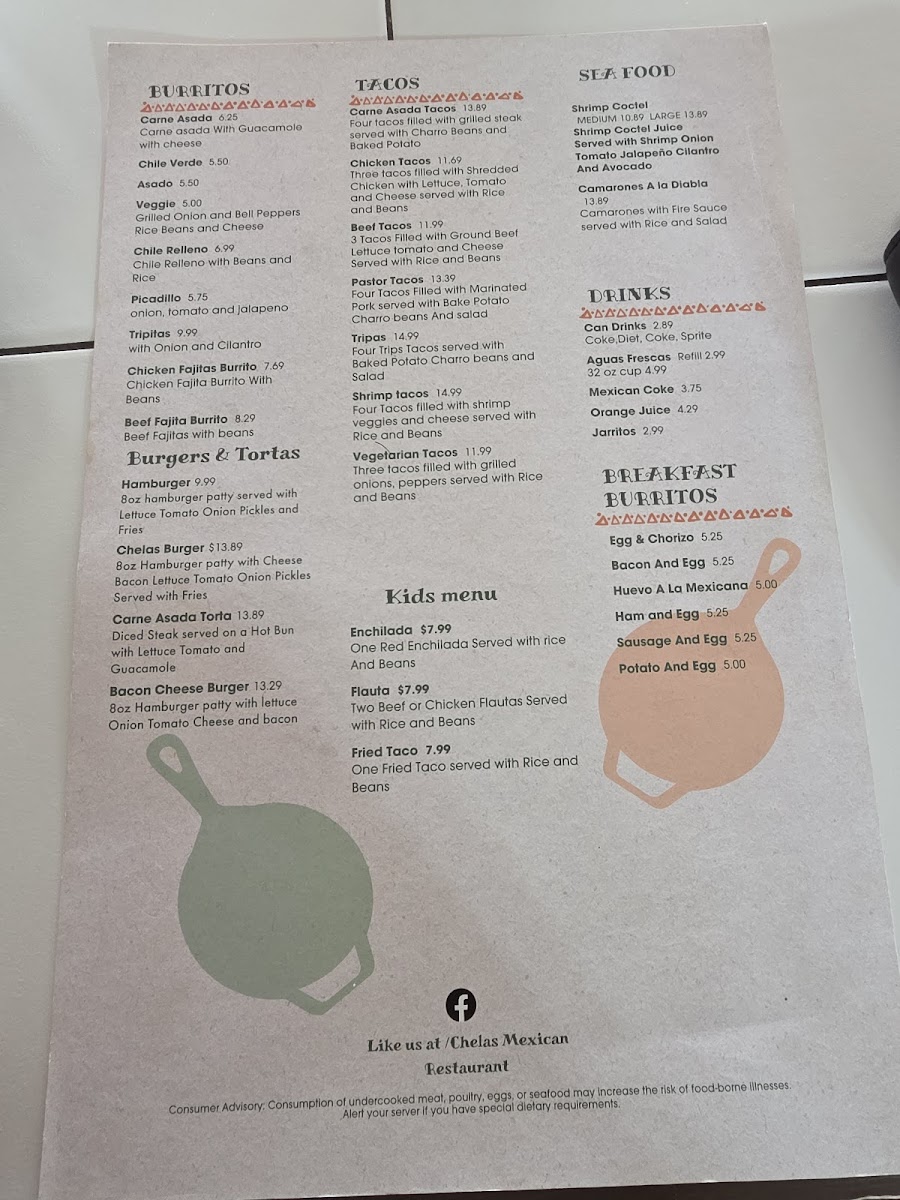 Chelas Mexican Restaurant Menu - Image 2